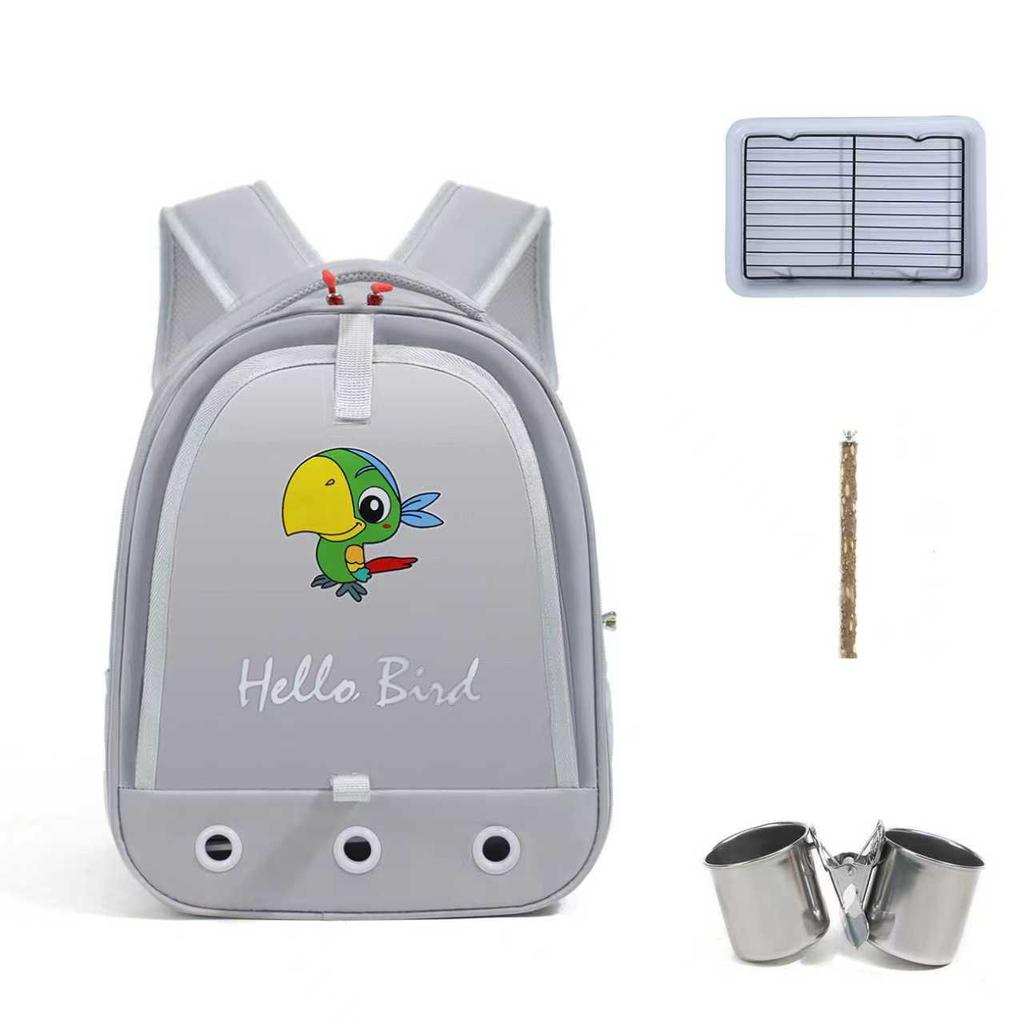 Portable Bird Carrier Bag Birdcage Parrot Pigeon Large Opening Backpack with Feeding Cups for Parakeet Cockatiel Lovebirds