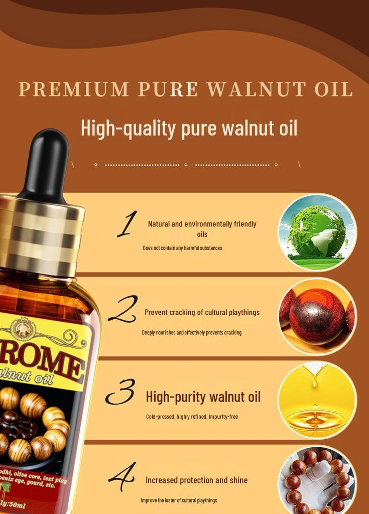 RuRome Walnut Oil for Agarwood Bracelets - Enhances Carving, Color & Patina