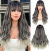 Wavy Long Curly Hair Wig with Bangs - Breathable Natural Look