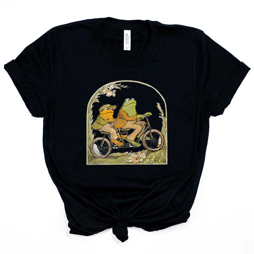 Frog and Toad Shirt Vintage Classic Book Cover TShirt Funny Frog Graphic Tee Bookish Top Short Sleeve Shirt Retro Casual Tshirt