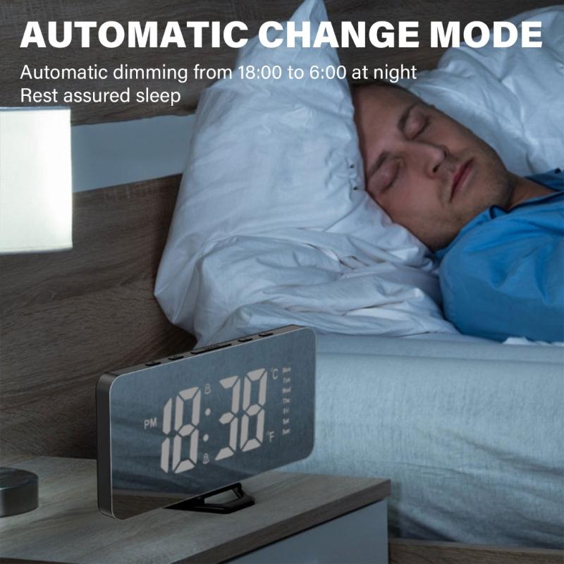 Modern Bedsides Digital Clock with LED Display, Date Temperature Function,USB Charging Port for Phone Easy to Read
