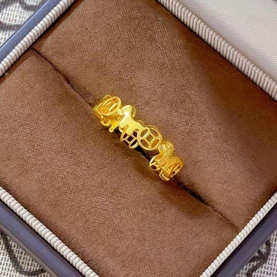 Fingerring Pferdekopf Geld Design Damenring 2026 Jahr des Pferdes Öffnungsverstellbarer Ring Schmuckzubehör