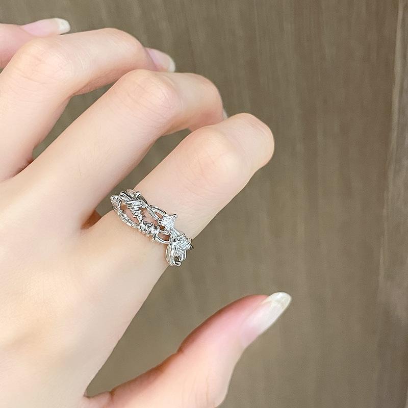 Niche Design Simple Double-Layer Cross Ring Women'S Tide Fashion Personality Adjustable Index Finger Ring