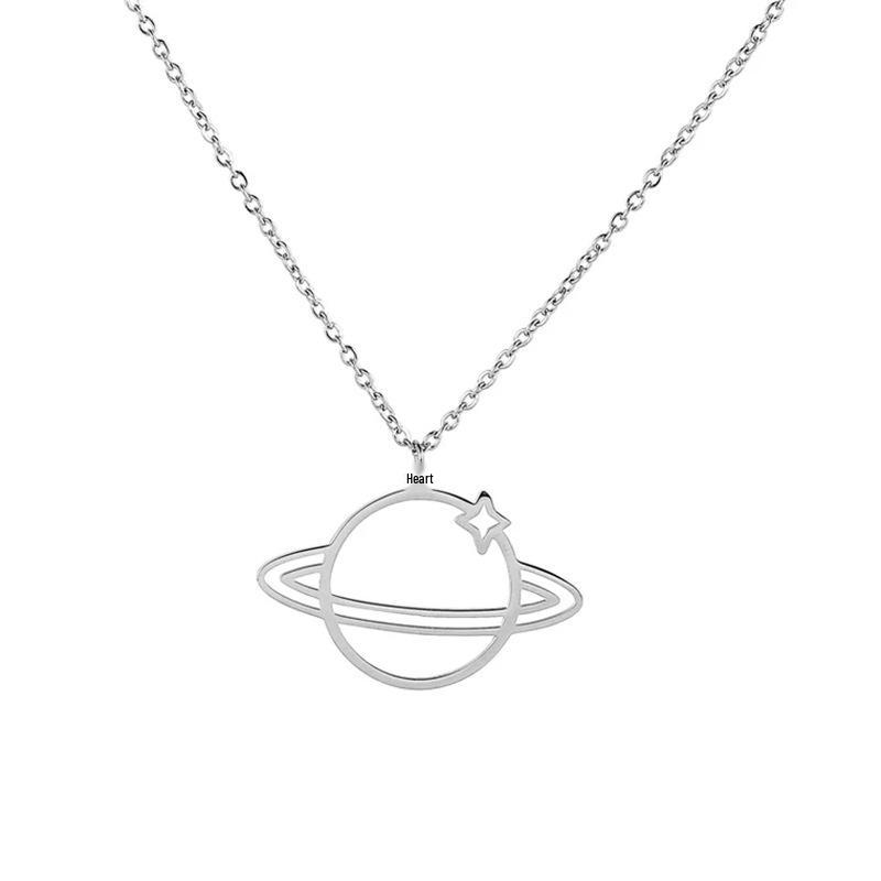 Stylish Planet Pendant Necklace for Women - Hip-Hop Inspired Design, Versatile for Sweaters, Featuring a Hollow Wrap-around Charm.