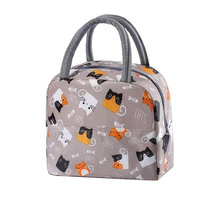 Functional Insulated Oxford Lunch Bag Flower Pattern Cooler Lunch Box Bags Thermal Food Picnic Lunch Bags for Women Kids