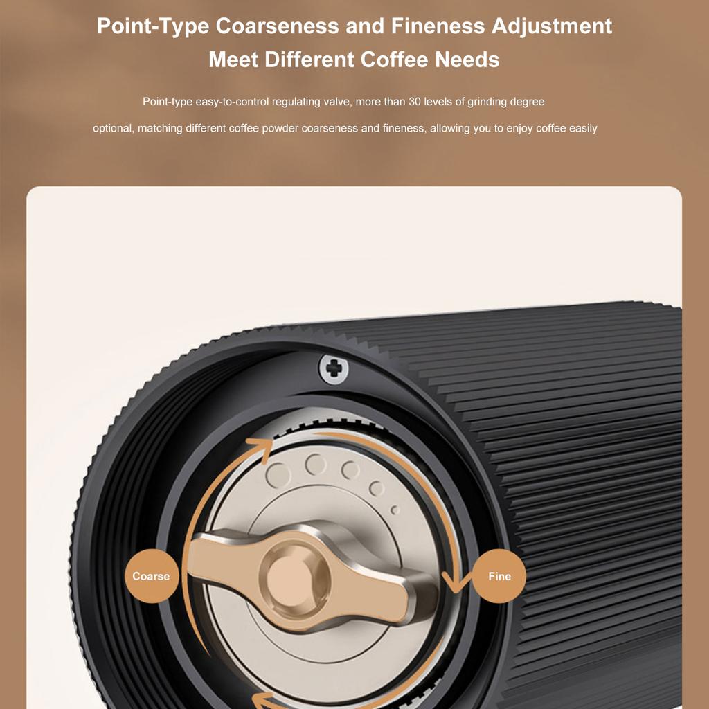 Manual Coffee Grinder with 30 Adjustable Grinding Settings Aluminum Alloy Portable for Home Travel