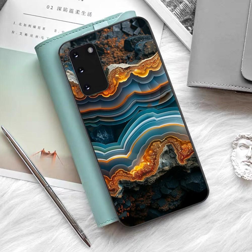 Marble Agate Pattern Phone Case Silicone PC+TPU For Samsung S10 20 30 22 23 24 Plus Lite Ultra Cover