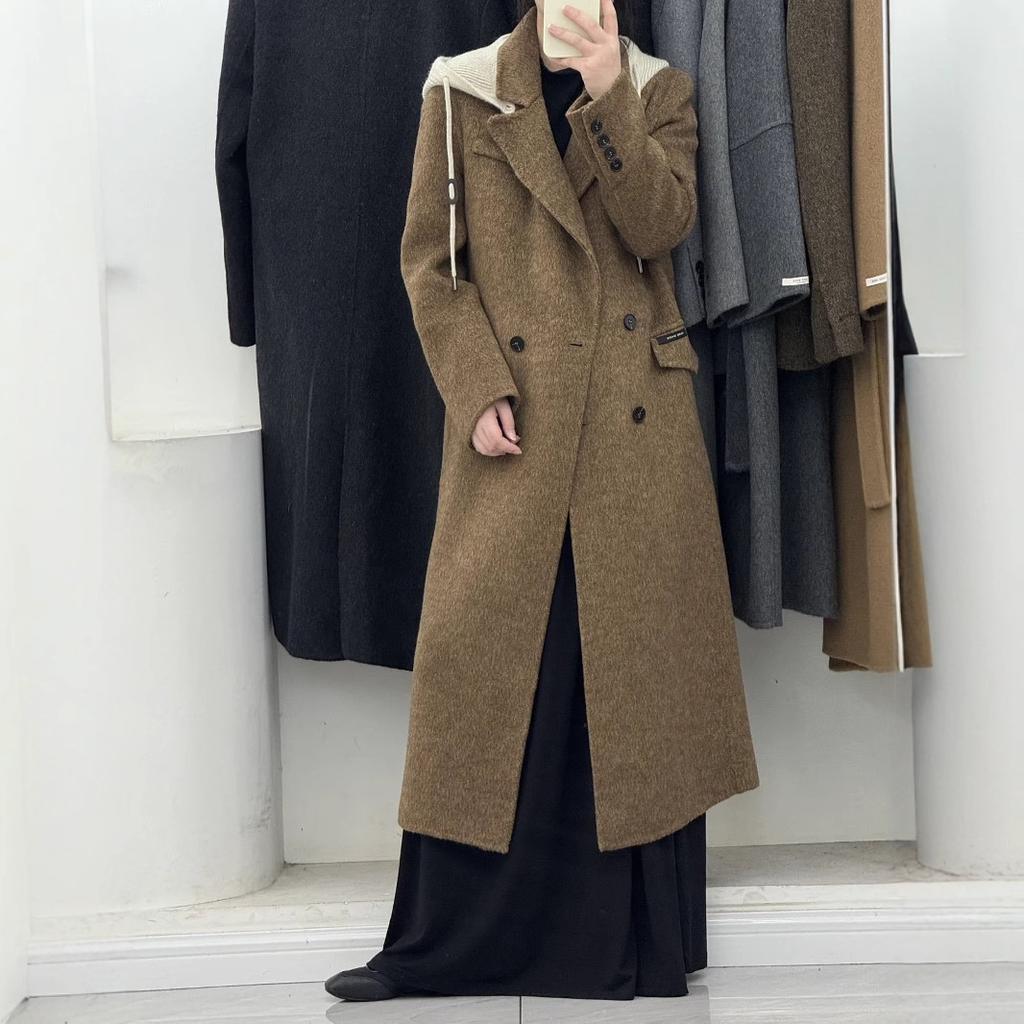Hooded Premium Double-sided Wool Coat Women's Mid-length Autumn and Winter Korean Style New Loose Wool Coat