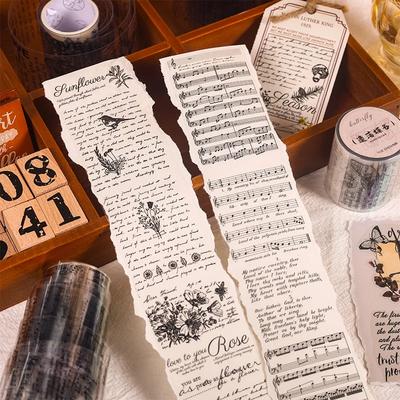 Journamm 50mm*3m Taśmy PET z Vintage Literami DIY Scrapbooking Planners Dekor Dziennik Junk Wodoodporny Kolaż Artykuły Papiernicze