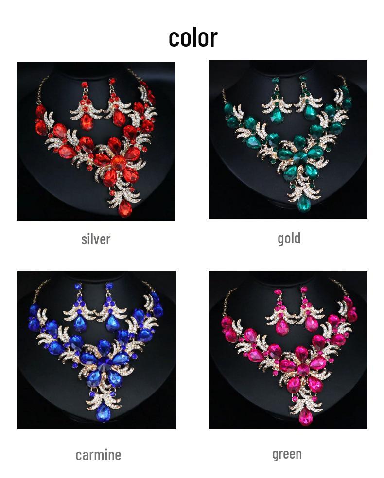 Collier Pendentif Exagéré en Agate Rubis pour Tenue de Mariée