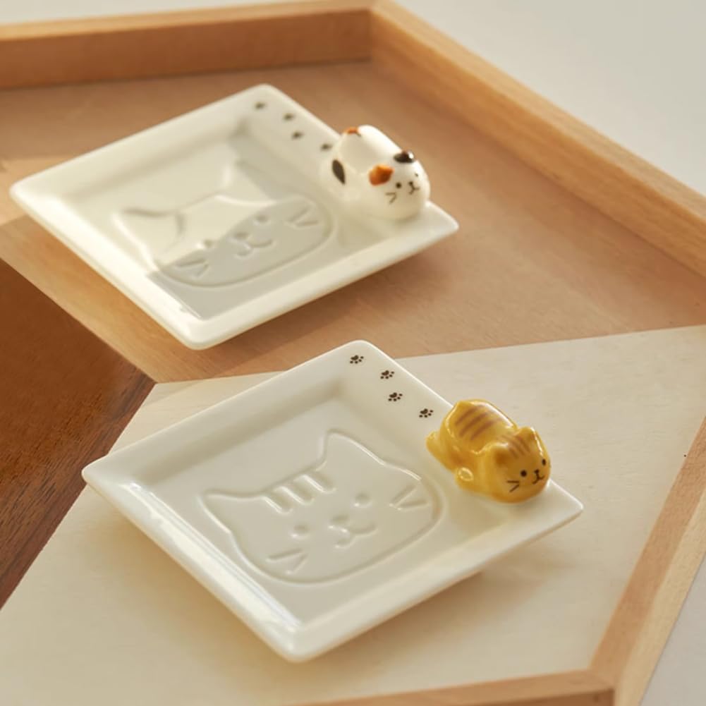 Umora Incense Holder with Cat Cute Aromatherapy Cat Incense Relaxing 3D Cat Soothing Item Design, Decor, Burner, Design, (Calico Cat)