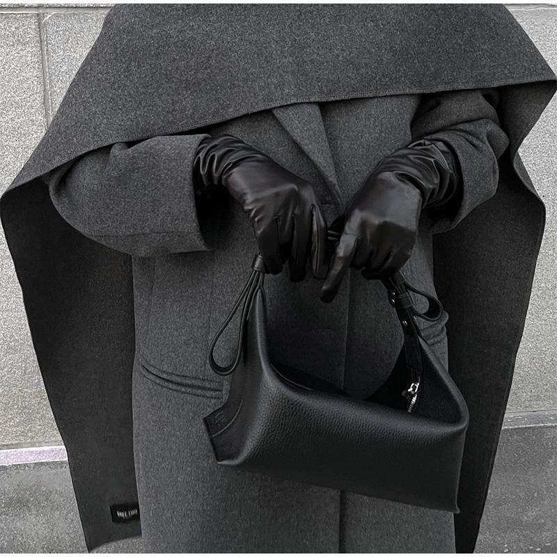 Casaco de lã com gola cachecol chique de cor sólida, bolsos elegantes, jaquetas trespassadas, novo vestuário feminino grande