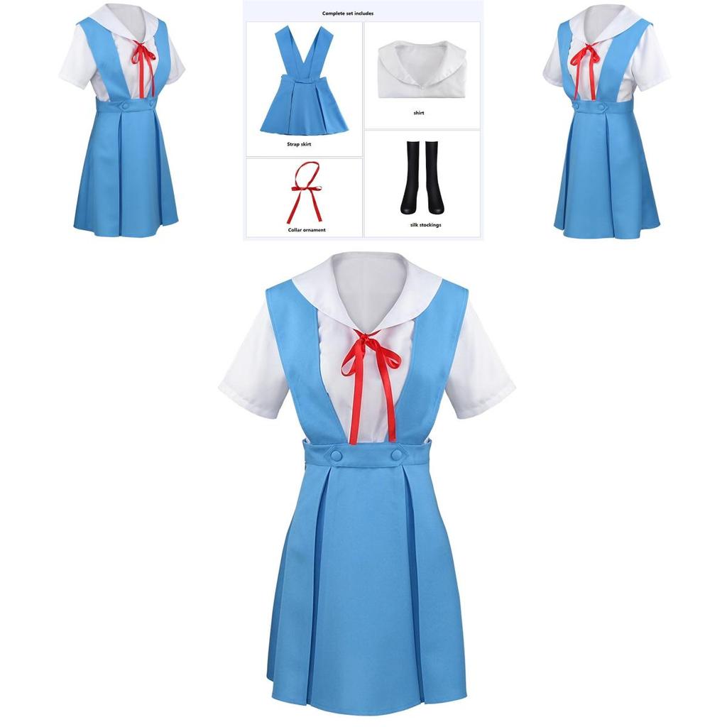 Gk-o Anime Ayanami Rei Asuka Langley Sohryu School Uniform Cosplay Costume Polyester Material Authentic To Character Look