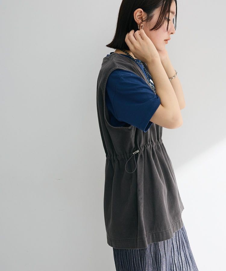 Sweater Pigment Drawstring Charcoal Gray [Green Parks] Vest, Vest, Women's,