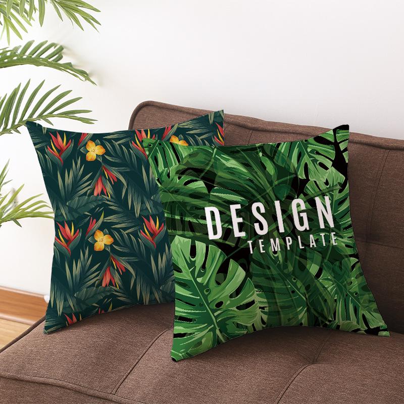 Summer Tropical Floral Cushion Cover Home Decor Office Sofa Pillowcase Green Plant Throw Pillowcase