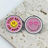 Creative Cartoon Smiley Face Brooch with Red Letters and Cute Patterns - Metal Badge Alloy Accessory