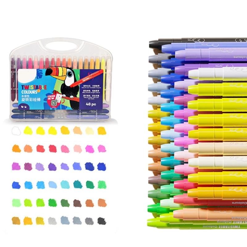 12/24/36/48 Colors Twistable Crayons Wax Crayons Washable Crayons Oil Painting Stick Painting Accessories for Toddlers