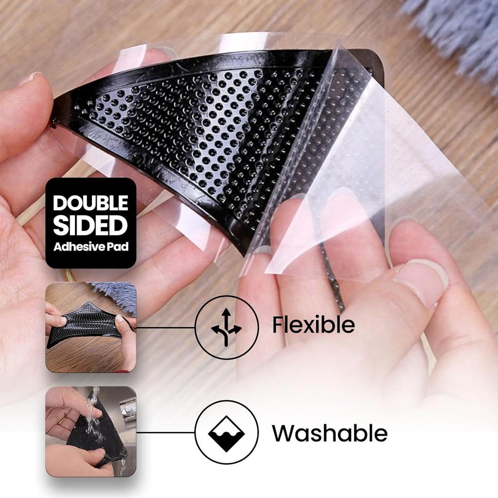 Muddy Mat® Heavy Duty Non-Slip Reble Rug Corner Pads - Double-Sided Adhesive Pad for Corners and Sides on Hardwood Floors, Area Rugs - Keep Your Rug