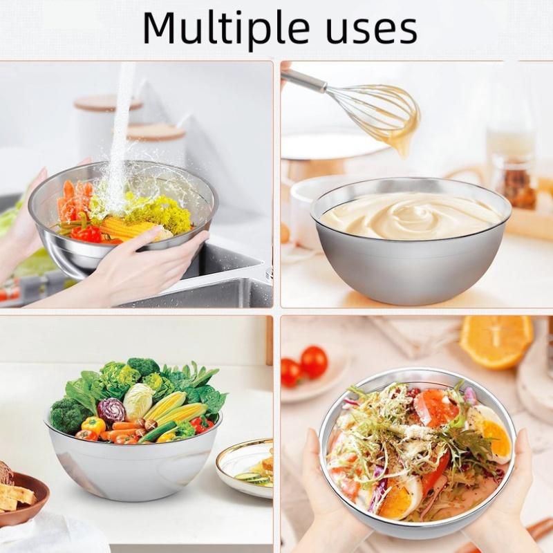 5-piece Stainless Steel Mixing Bowl Set with Lids Non-slip for Beating Eggs Kneading Dough Baking Mixing Salad Preparation
