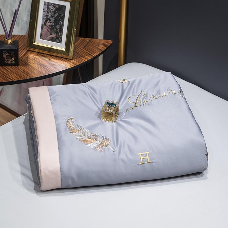 Summer Ice Silk Quilt Thin Section Air Conditioning Blanket Single Double Queen Size Bedding Set With Pillowcase