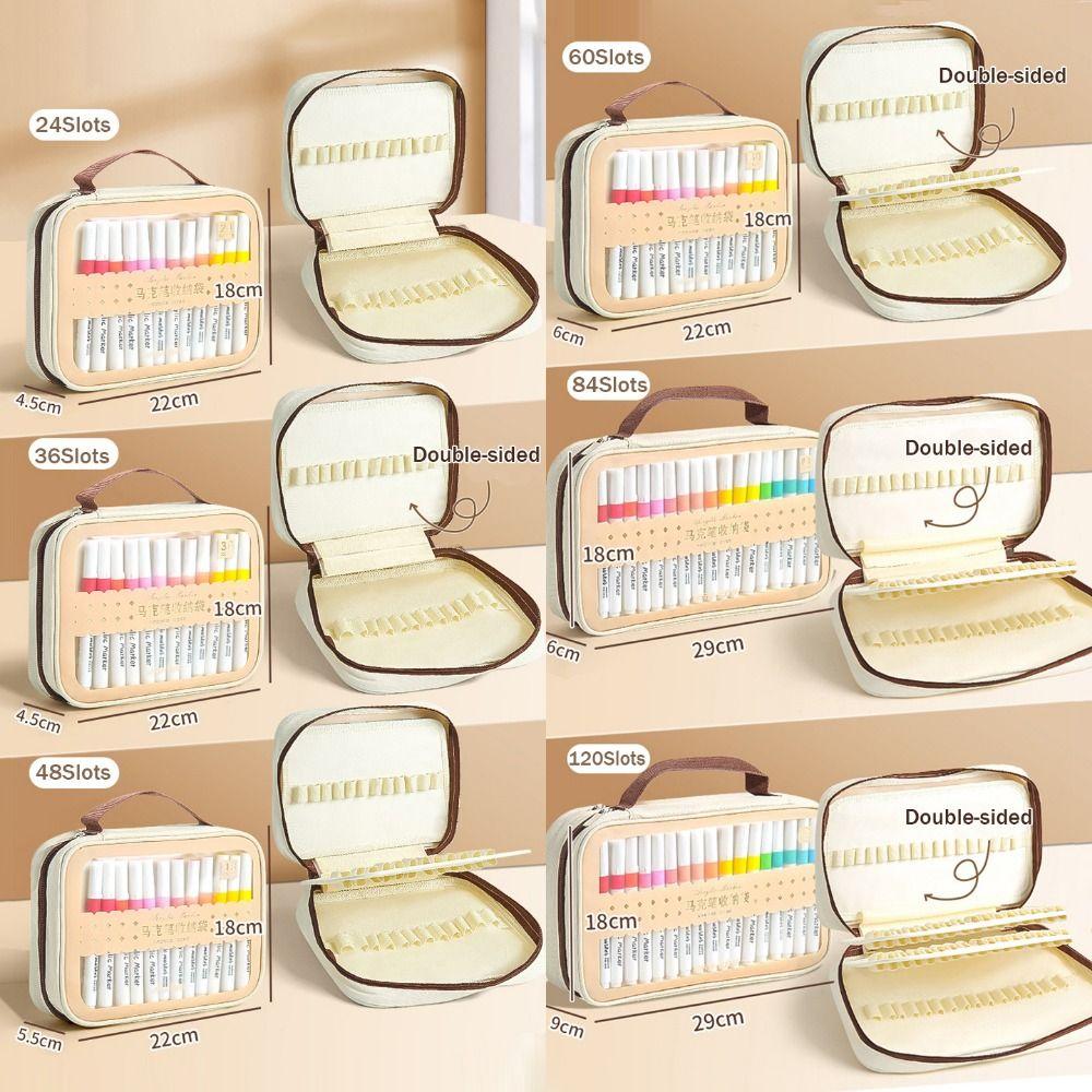 24/36/48/60/84/120Slots Pencil Bag Large Capacity Markers Case  Painting Accessories