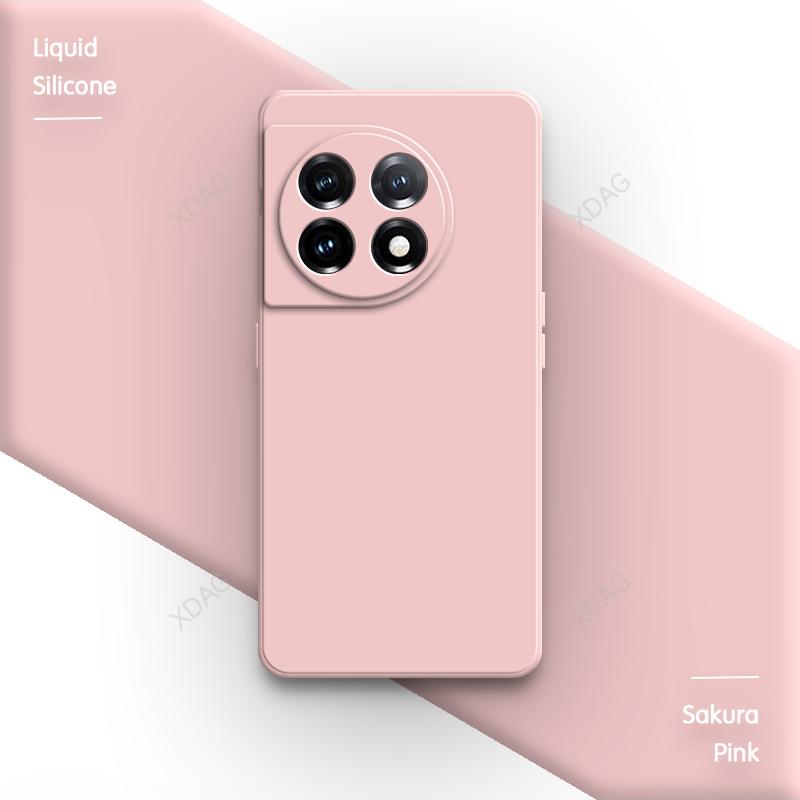 Candy Color Phone Case for OnePlus 11 11R 5G Soft Square Liquid Silicone Straight Edge Internal Flocking High Qualtiy Back Cover