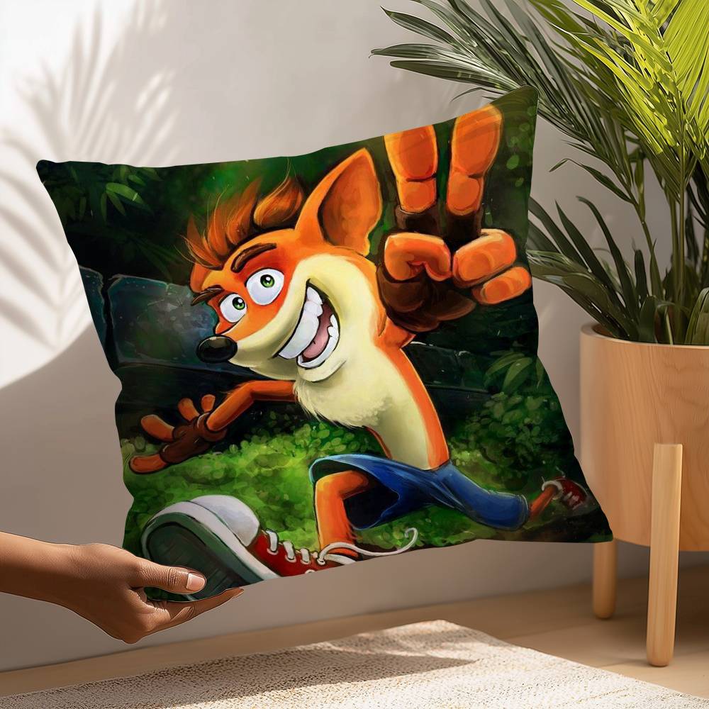 Cartoon Spiel Crashs Bandicoot Kissenbezug Plüschstoff Weicher Kissenbezug Beidseitig bedruckt Kissenbezug Haushaltsgeschenke