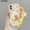 KEYSION Cartoon Cute Plush Embroidery Case for VIVO Y15S Y15A with Lanyard Soft Silicone Shockproof Phone Cover for VIVO Y16 Y01