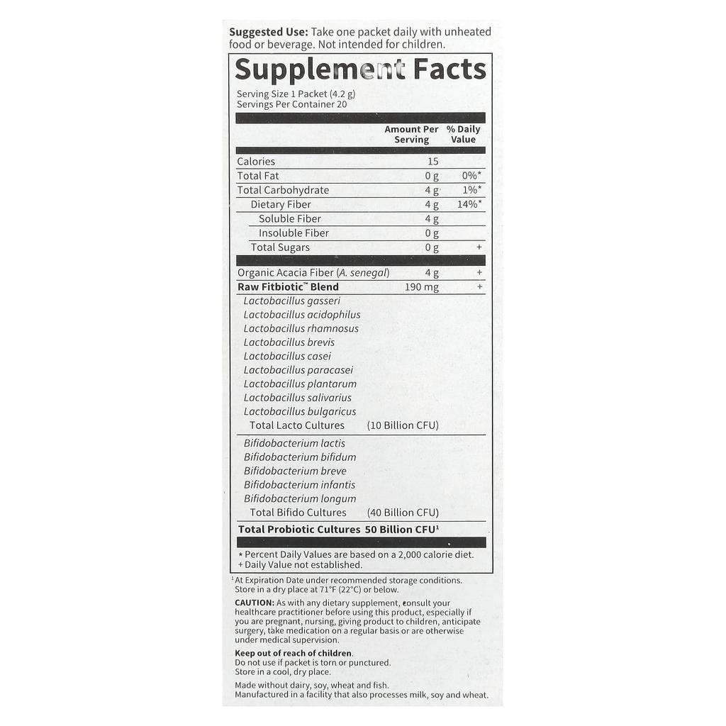 Doctor's Probiotics, Fitbiotic™, Unflavored, 50 Billion CFU, 20 Packets, 4.2G (0.15Oz) Each