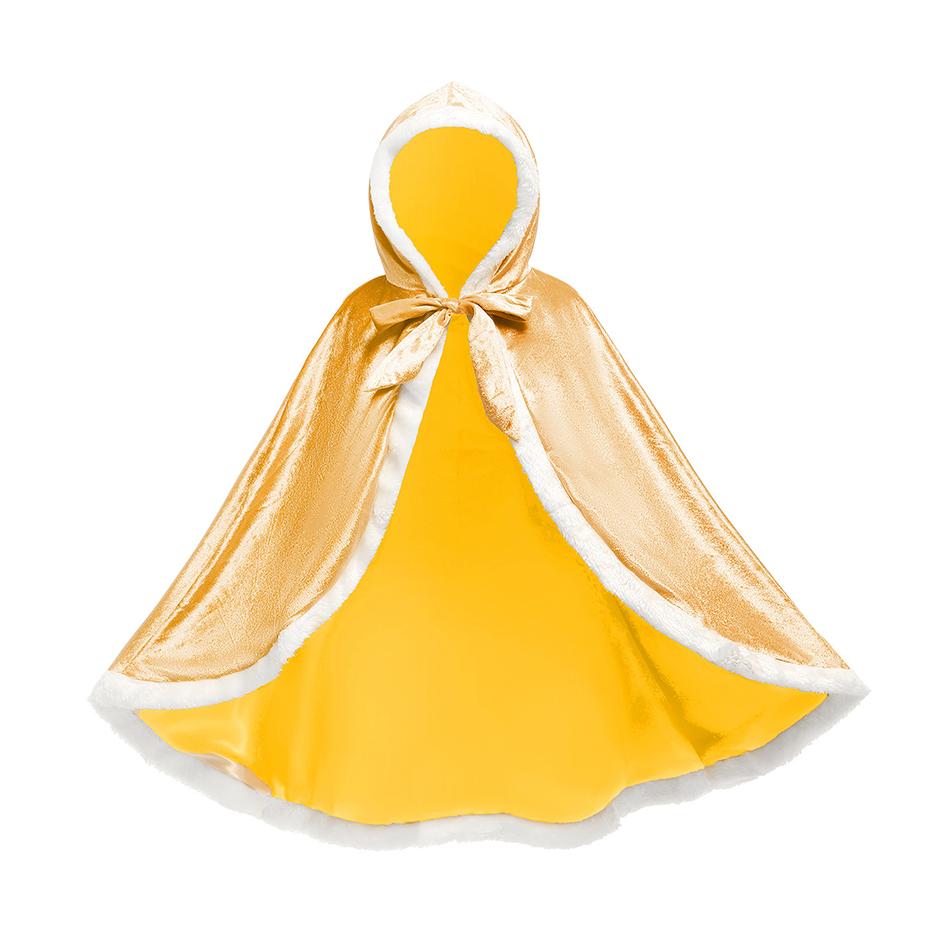 Mantello con Cappuccio da Principessa per Bambine Abbigliamento Invernale per Bambini Mantello Festa di Natale Halloween Costume Cosplay per Bambini Blu Viola Giallo Rosso