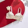 Polka Dot Wireless Push Up Seamless Shaping Gathered Women Underwear Bra