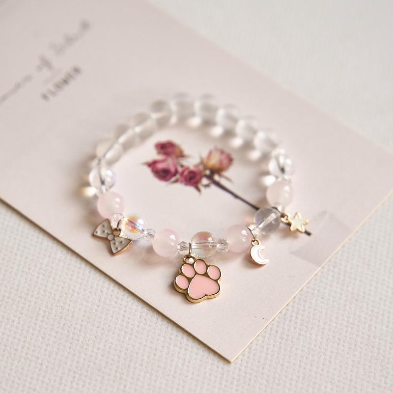 Year Sweet Cute Cat Crystal Beaded Bracelet Girls, Girlfriend Student Bracelet Wholesale