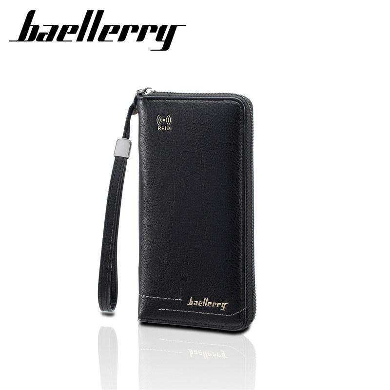 Baellerry Men Fashion Long Wallets Vintage Design Anti RFID Theft Business ID Credit Card Holder Zipper Coin Purse