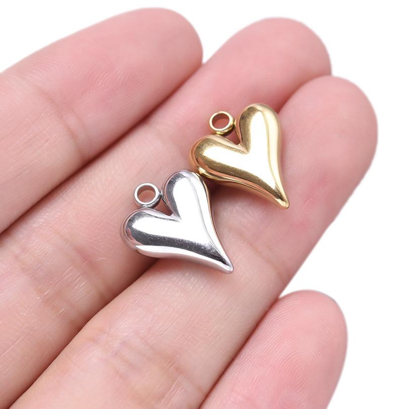6pcs 13/15/16/29mm Fashion Heart Charm Stainless Steel Charms For Jewelry Making Supplies Handmade Earring Bracelet Love Pendant