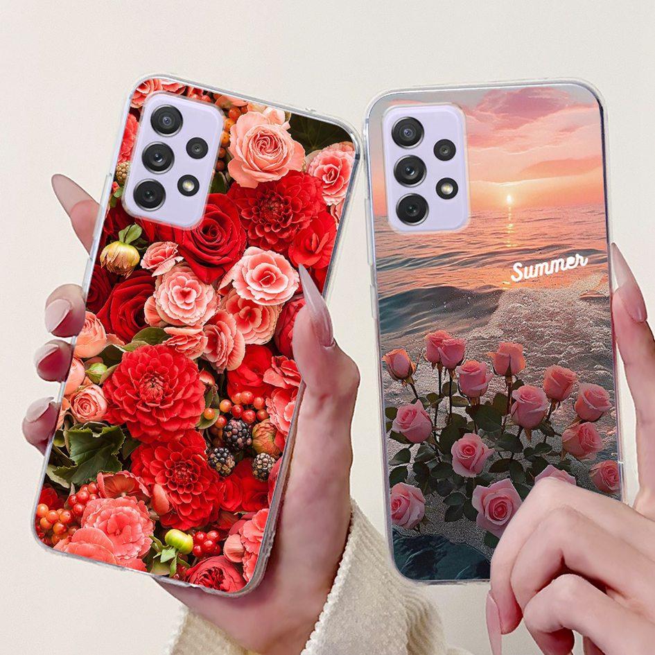 For Samsung Galaxy A52 A52s 5G Case SM-A526B SM-A528B Phone Cover Fashion Flower Soft Silicone Funda For Samsung A72 A 52 Bumper