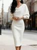 New Autumn Winter Crew Neck Long Sleeve Slim Fit Bodycon Dress for Women
