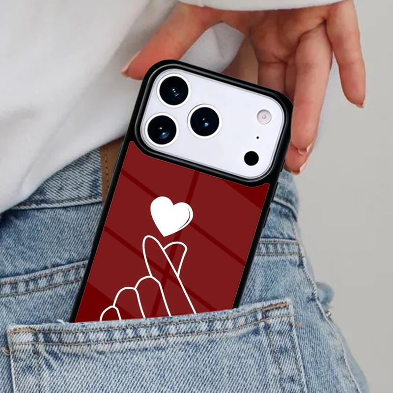 Kpop Hand Finger Heart Phone Case for iPhone 17ProMax 12 13 14 15 16e 17 Pro Max Plus Air Cover