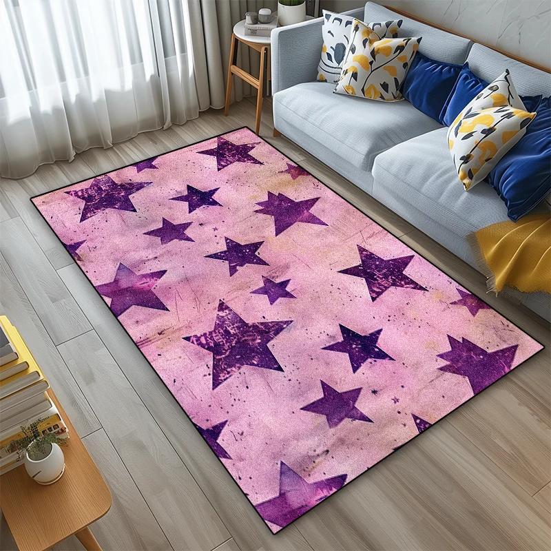 3D Pentagram Geometrischer Teppich Kurzer Samt Rutschfeste Fußmatte für Wohnzimmer Schlafzimmer Kinder Heimdekoration Große Teppiche