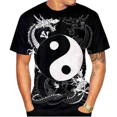 Photos de Tai Chi Amusantes et Tendance Pour T-Shirts Homme Impression Numérique T-Shirts Décontractés à Col Rond et Manches Courtes
