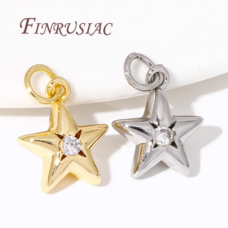 18K Goldplattierte Metall-Stern-Anhänger Zubehör Für Ohrringe, Messing mit Zirkon-Anhängern Für Armbänder DIY Schmuckherstellung Zubehör