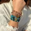4 Stück/Set Boho Strand Armbänder Für Frauen Kristallperlen Armbänder Herz Buchstaben Elastische Armreifen Armband Yoga Schmuck Geschenke