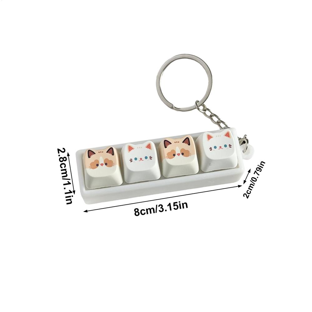 Cute Cat Mechanical Keyboard Button Tester Stress Reduction Cute Keycap Keychain Creative Fidget Toy Bag Pendant Gifts