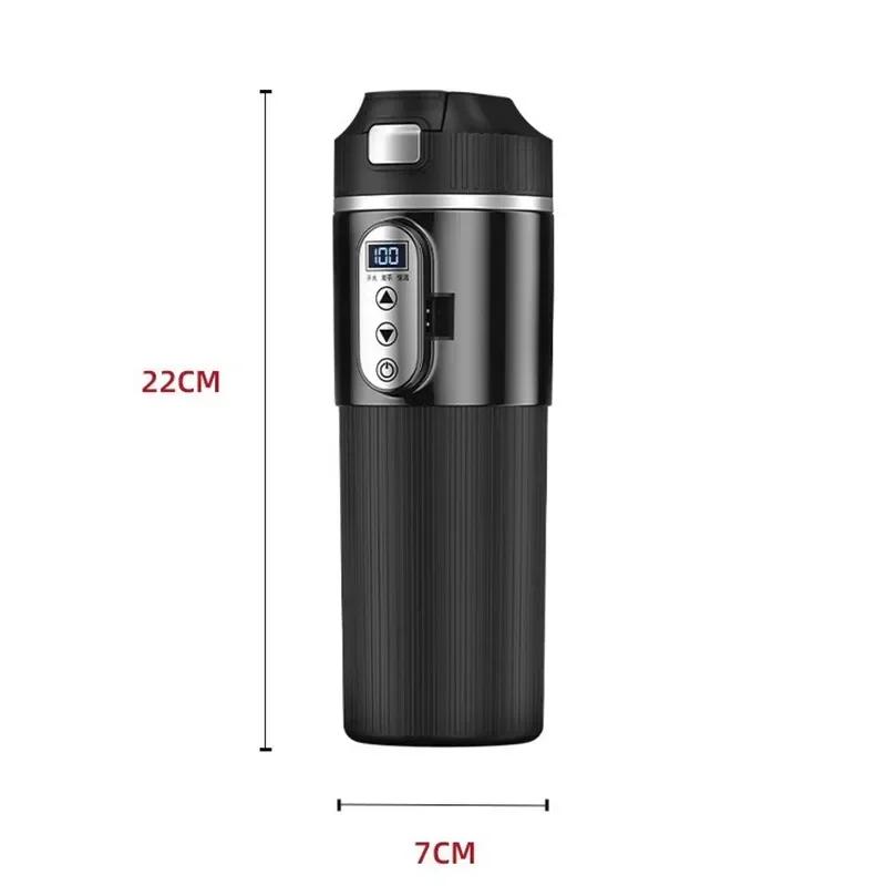 500ml Car Heating Cup Digital LCD Display Stainless Steel Electric Kettle Portable 12/24V Thermos Cup Travel Car Heating Kettle