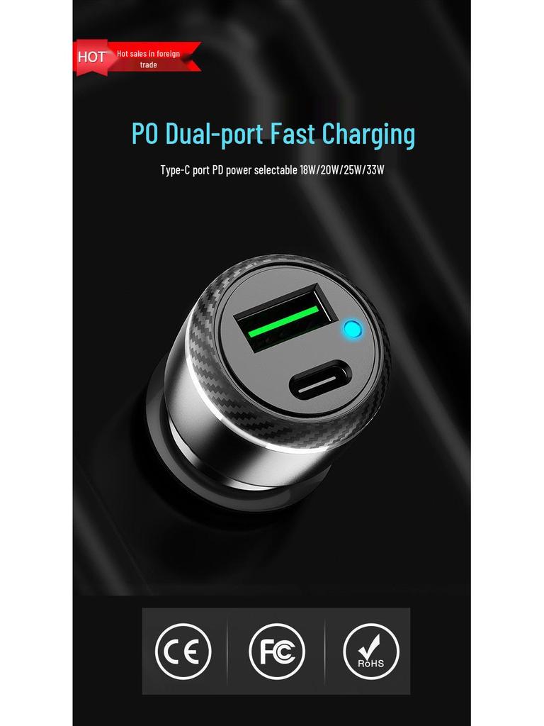 Universal Fast Car Charger: Type-C QC3.0 & PD 20W for Samsung, Apple, and Android Devices