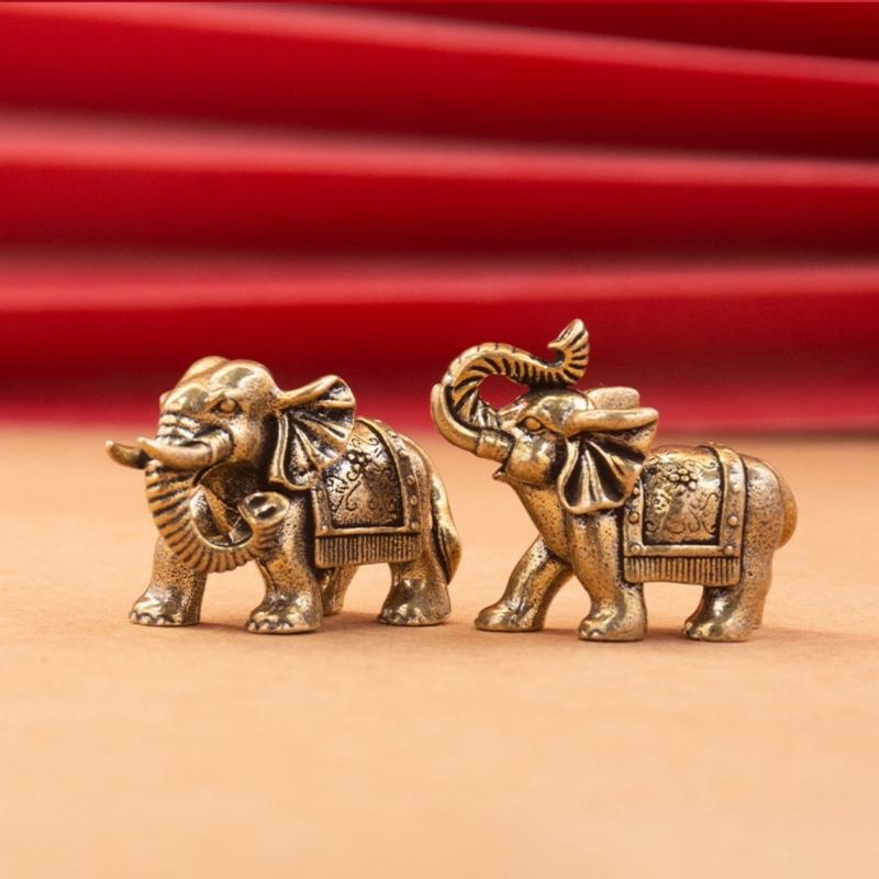 Brasses Elephant Ornaments Symbolizing Wealth Wisdoms and Good Fortunes for Gift Giving or Home Office Decoration