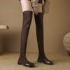 British Splicing Suede Skinny Boots Over Knee Boots Tall Knight Boots Mid Heel Boots 33-43 Boots