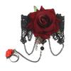 Braccialetto da donna Halloween Anello Vintage Gotico Pizzo Nero Braccialetto Braccialetto Fiore Rosso Ciondolo Steampunk Pizzo Catena Nera Nappa Bracciale Anelli Per Ragazze