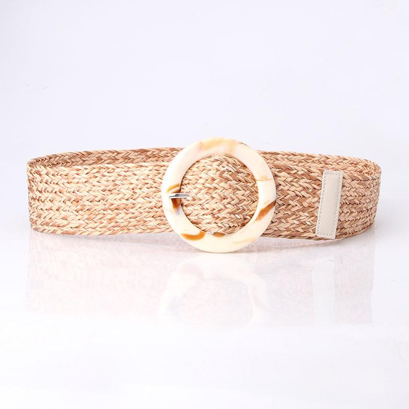 

Boho Lady Wide Leather Belt With Resin Buckle For Elegant Casual Attire Camel