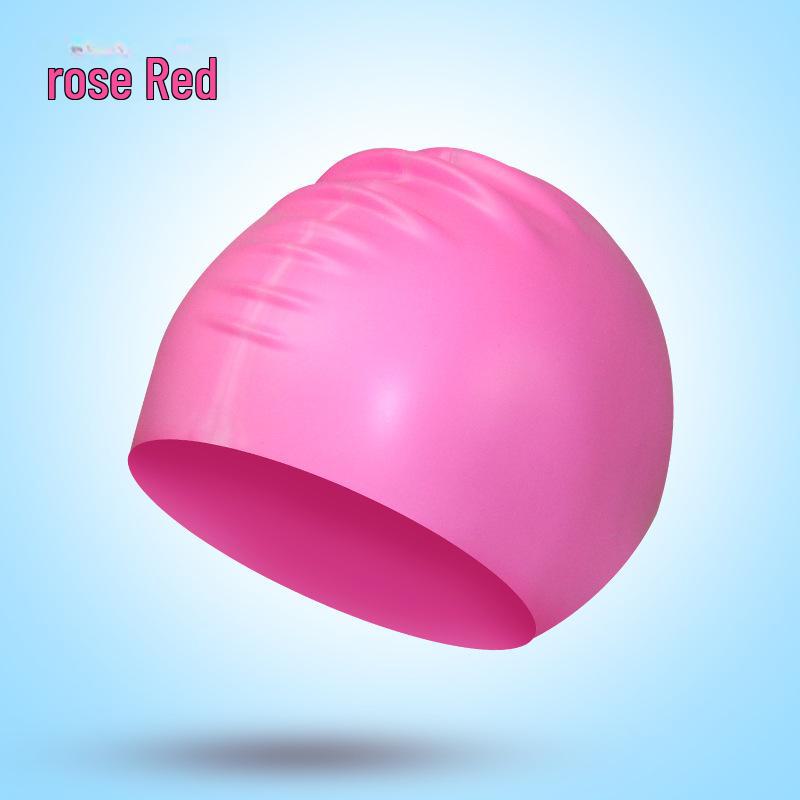 Silicone Waterproof Swimming Cap for Long Hair - Professional Diving Protection, Solid Color
