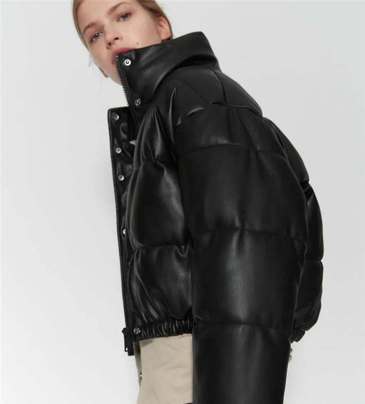 Winter Cotton Parkas Women Coat Short Jackets For Women Female PU Leather Bomber Jacket